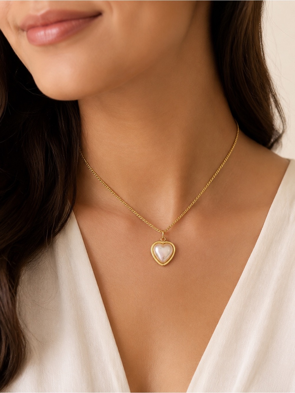 Gold Heart Pendant Necklace steel 18k 316L